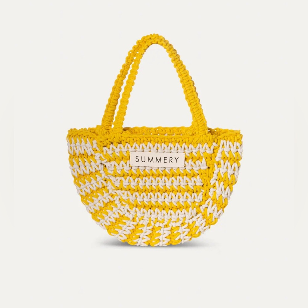 Yellow and White Tote Bag